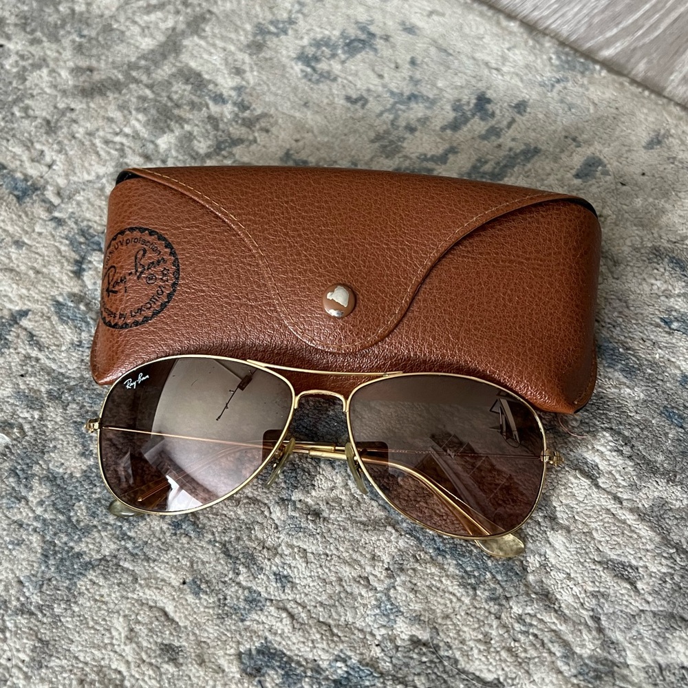 Ray-Ban gold womens cockpit aviator sunglasses